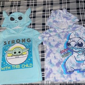 Two Hooded Outfits Girls Size 7 - Star Wars/Stitch